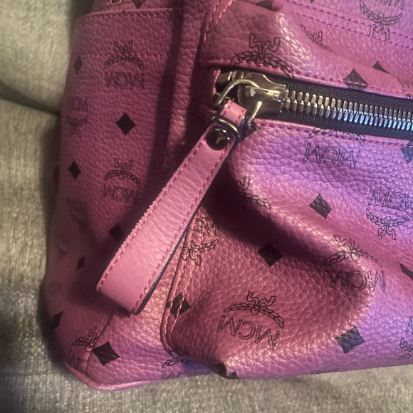 MCM Pink Logo Studded Backpack main image 8